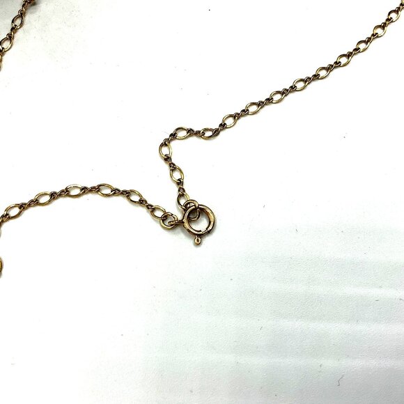 Gold Tone Chain Necklace With Aqua Glass Beads and Teardrop Pendant - Picture 4 of 5